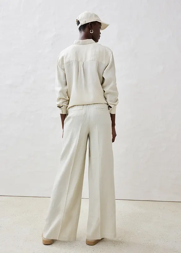 Leinenhose in beige von hinten - bonprix