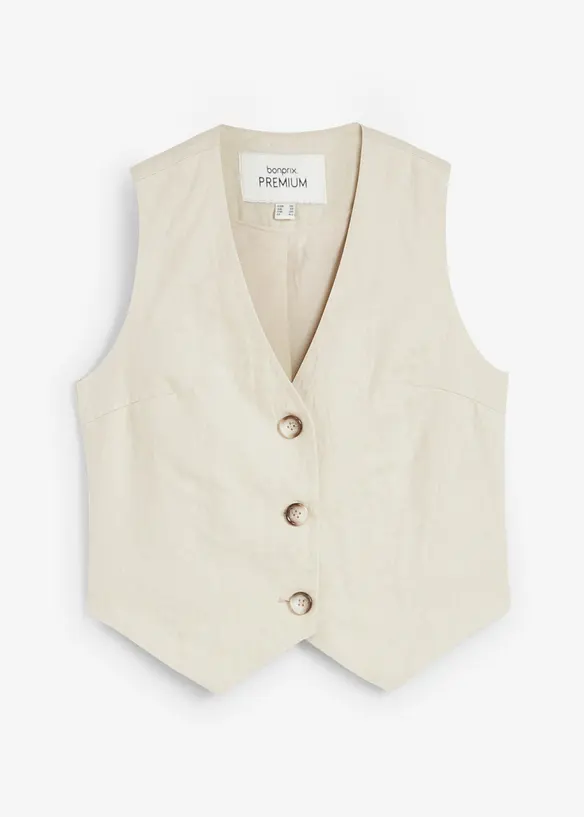 Weste aus reinem Leinen in beige von vorne - bonprix