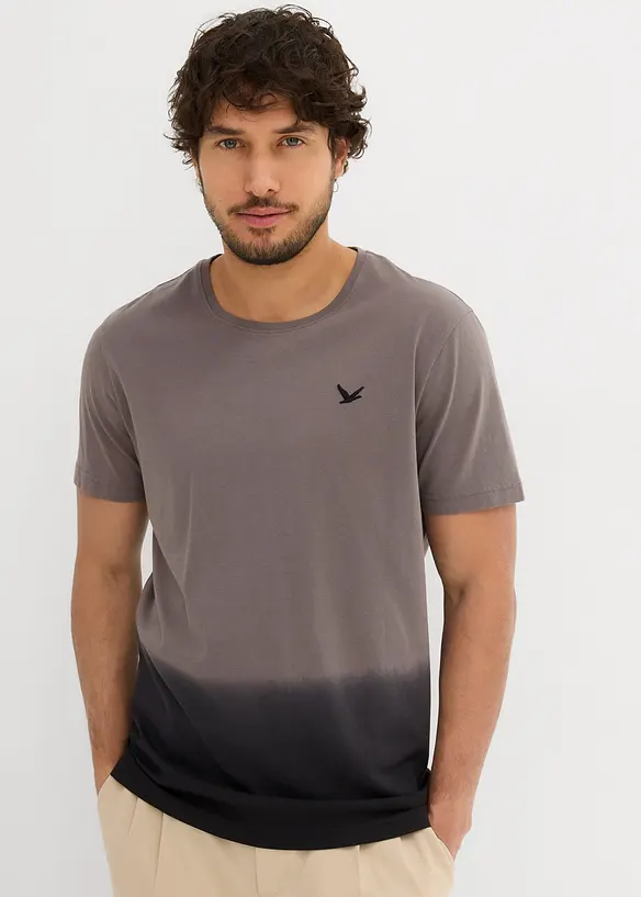 T-Shirt aus reiner Baumwolle in grau von vorne (im Anschnitt) - bonprix