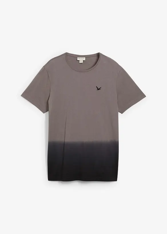 T-Shirt aus reiner Baumwolle in grau von vorne - bonprix