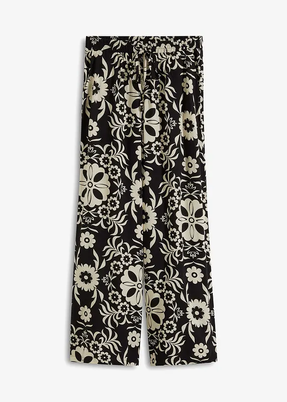 Marlenehose aus fließender Viskose in schwarz von vorne - bonprix Marlenehose aus fließender Viskose in schwarz von vorne - bonprix
