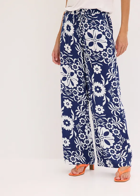 Marlenehose aus fließender Viskose in blau von vorne - bonprix Marlenehose aus fließender Viskose in blau von vorne - bonprix