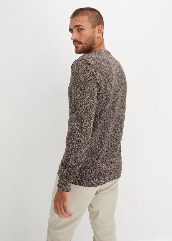 Feinstrickpullover mit reiner Baumwolle in braun von hinten (im Anschnitt) - bonprix