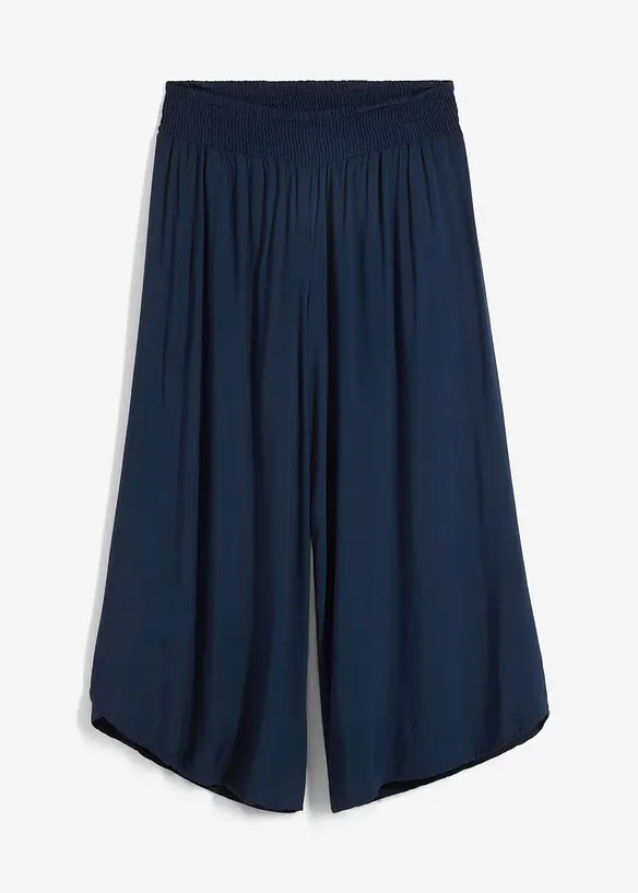 Wadenlange Culotte aus softer Viskose in blau von vorne - bonprix