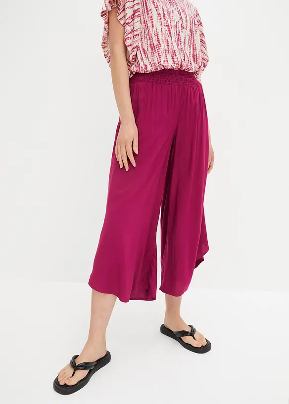 Wadenlange Culotte aus softer Viskose in lila von vorne - bonprix