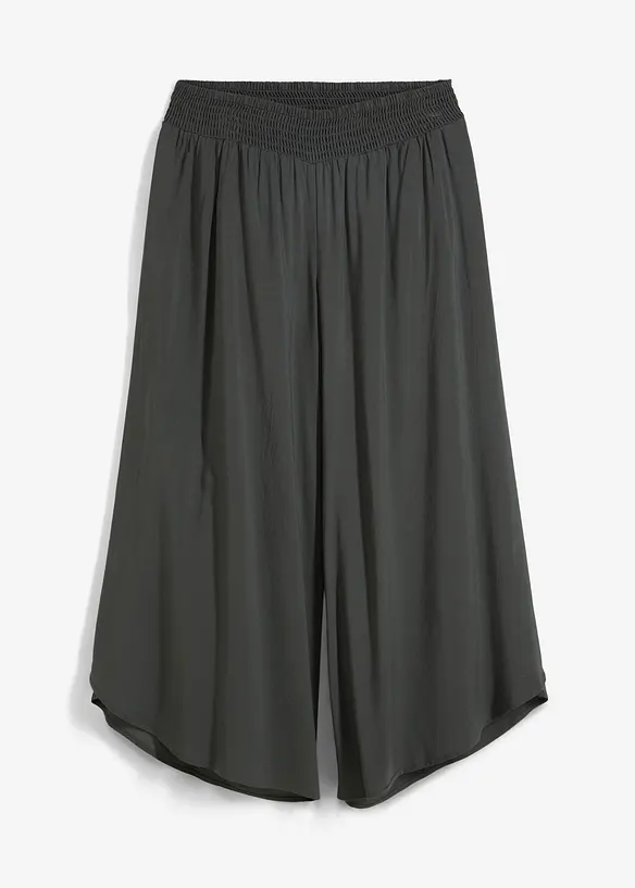 Wadenlange Culotte aus softer Viskose in grau von vorne - bonprix