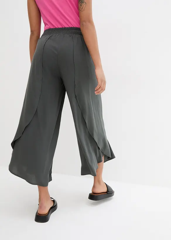 Wadenlange Culotte aus softer Viskose in grau von hinten - bonprix