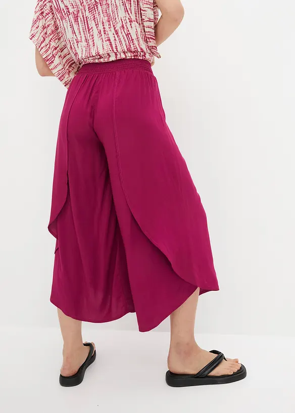 Wadenlange Culotte aus softer Viskose in lila von hinten - bonprix