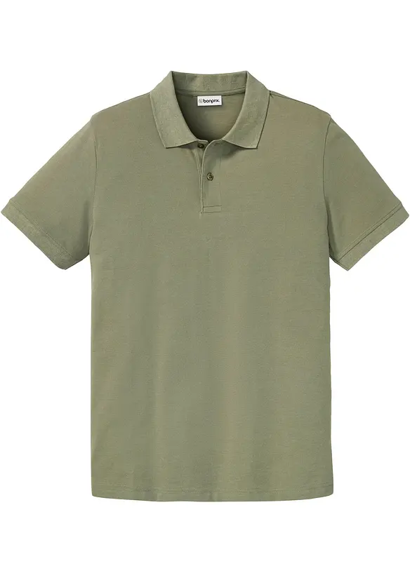 Piqué-Poloshirt aus reiner Bio-Baumwolle in grün von vorne - bonprix