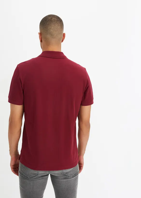 Piqué-Poloshirt aus reiner Bio-Baumwolle in rot von hinten (im Anschnitt) - bonprix