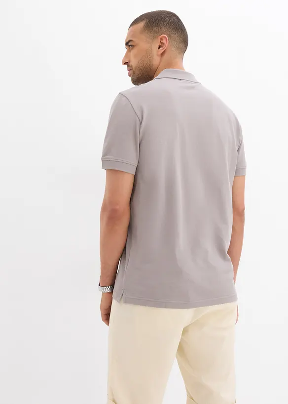 Piqué-Poloshirt aus reiner Bio-Baumwolle in grau von hinten (im Anschnitt) - bonprix