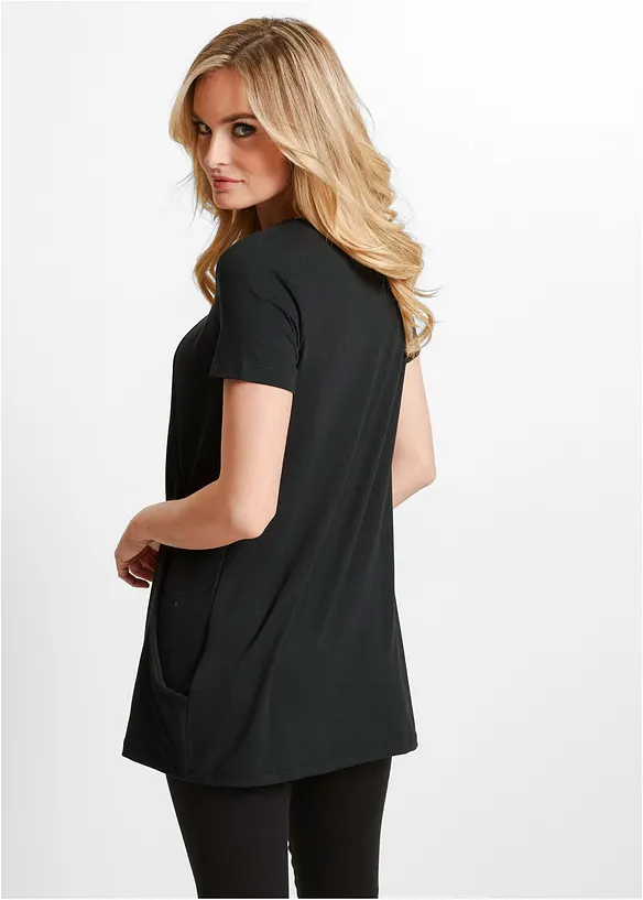 Longshirt mit Viskose in schwarz von hinten (im Anschnitt) - bonprix