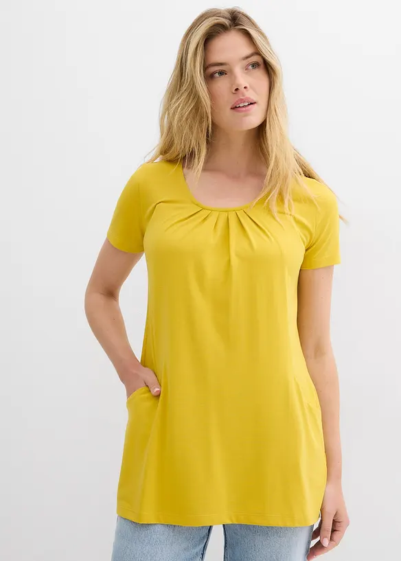 Longshirt mit Viskose in gelb von vorne (im Anschnitt) - bonprix