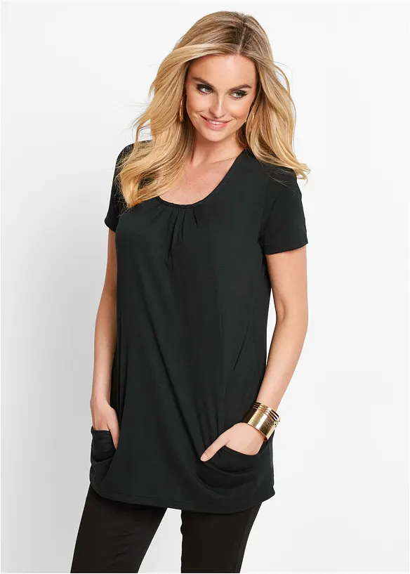 Longshirt mit Viskose in schwarz von vorne (im Anschnitt) - bonprix