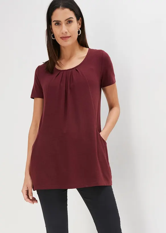 Longshirt mit Viskose in rot von vorne (im Anschnitt) - bonprix