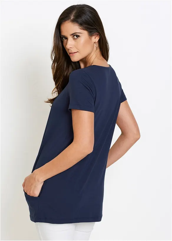 Longshirt mit Viskose in blau von hinten (im Anschnitt) - bonprix