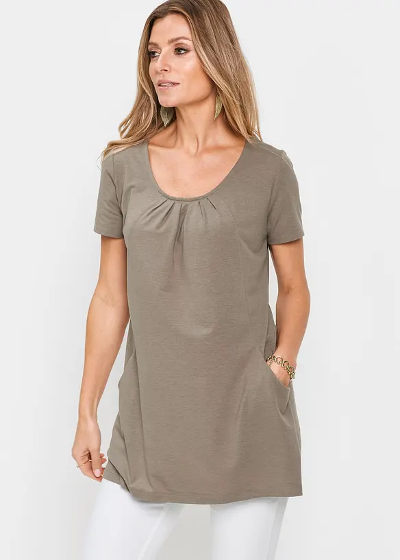 Longshirt mit Viskose in braun von vorne (im Anschnitt) - bonprix