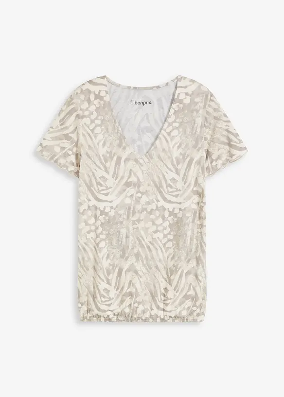 Shirt mit Gummibund in beige von vorne - bonprix Shirt mit Gummibund in beige von vorne - bonprix