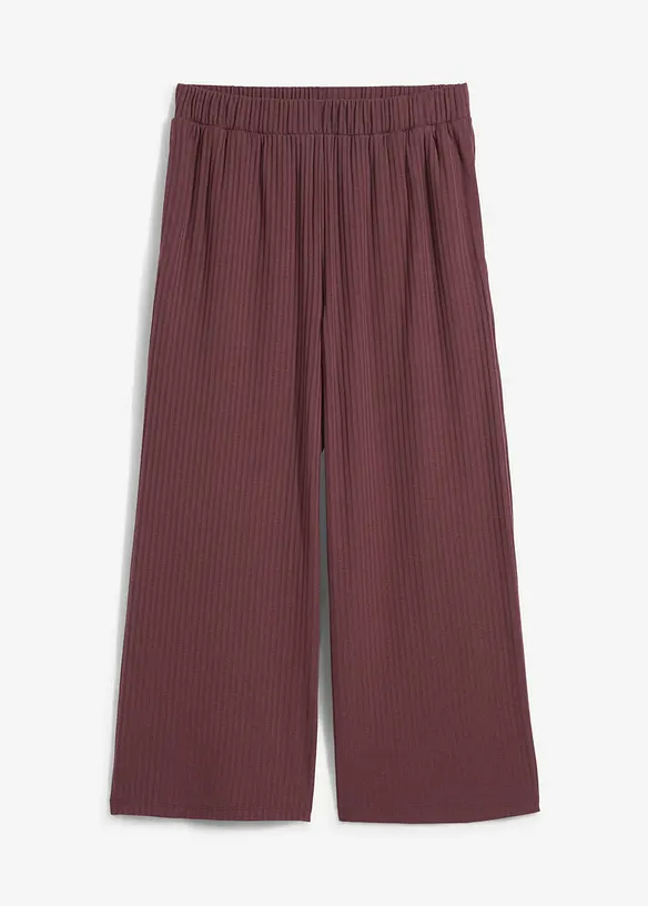 Jersey-Hose aus Rippe mit Bequembund in braun von vorne - bonprix