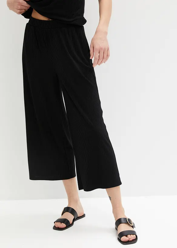 Jersey-Hose aus Rippe mit Bequembund in schwarz von vorne - bonprix Jersey-Hose aus Rippe mit Bequembund in schwarz von vorne - bonprix