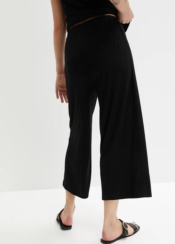 Jersey-Hose aus Rippe mit Bequembund in schwarz von hinten - bonprix Jersey-Hose aus Rippe mit Bequembund in schwarz von hinten - bonprix
