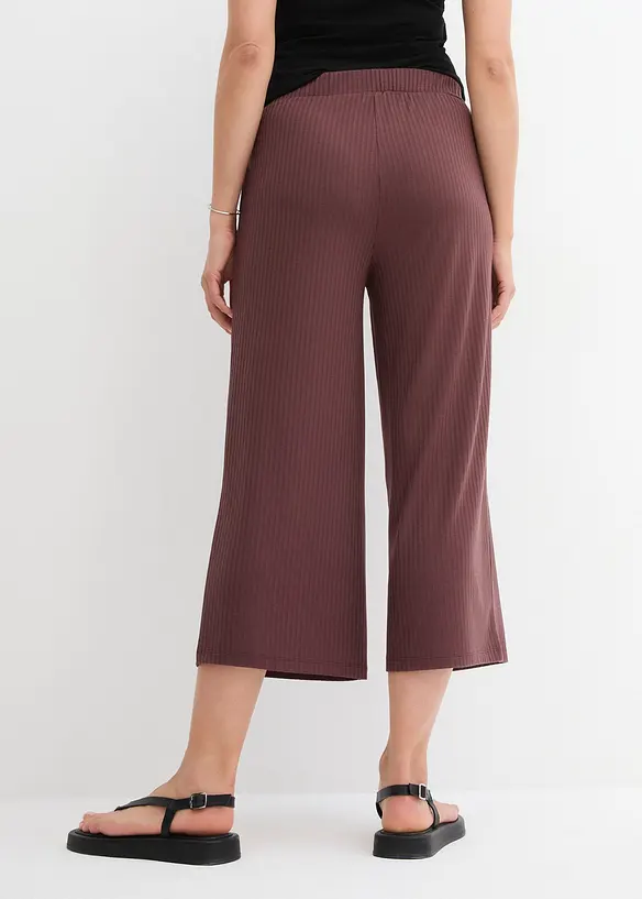 Jersey-Hose aus Rippe mit Bequembund in braun von hinten - bonprix