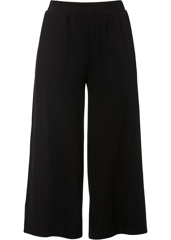 Jersey-Hose aus Rippe mit Bequembund in schwarz von vorne - bonprix Jersey-Hose aus Rippe mit Bequembund in schwarz von vorne - bonprix