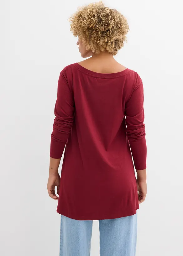 Langarmshirt aus Baumwoll-Viskose-Mix in rot von hinten (im Anschnitt) - bonprix