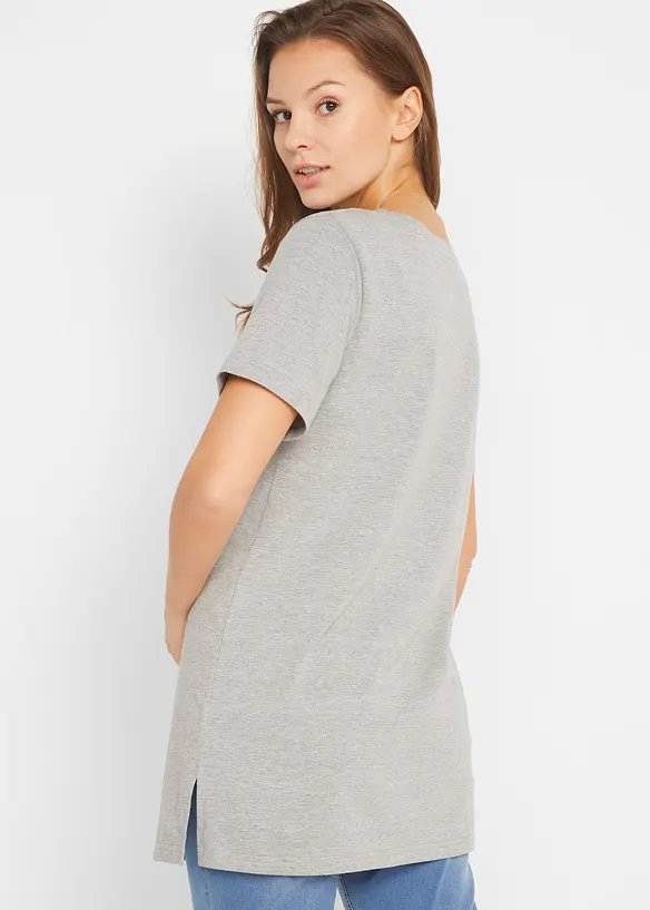 Longshirt mit V-Ausschnitt (2er Pack) in grau von hinten (im Anschnitt) - bonprix