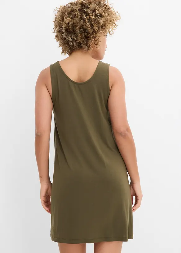 Jersey-Minikleid aus elastischem Viskose-Mix in grün von hinten (Totalaufnahme) - bonprix