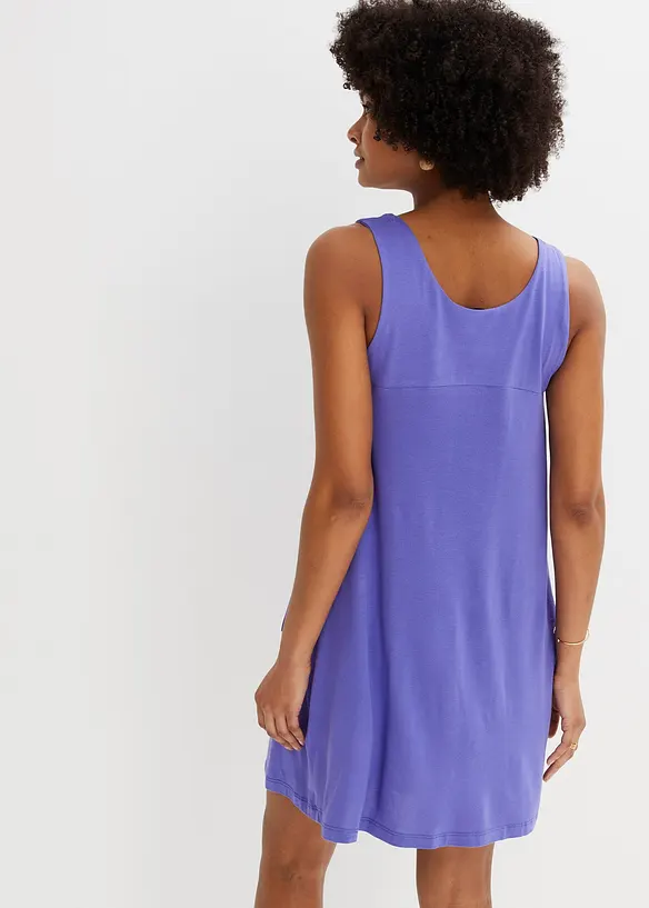 Jersey-Minikleid aus elastischem Viskose-Mix in lila von hinten (Totalaufnahme) - bonprix