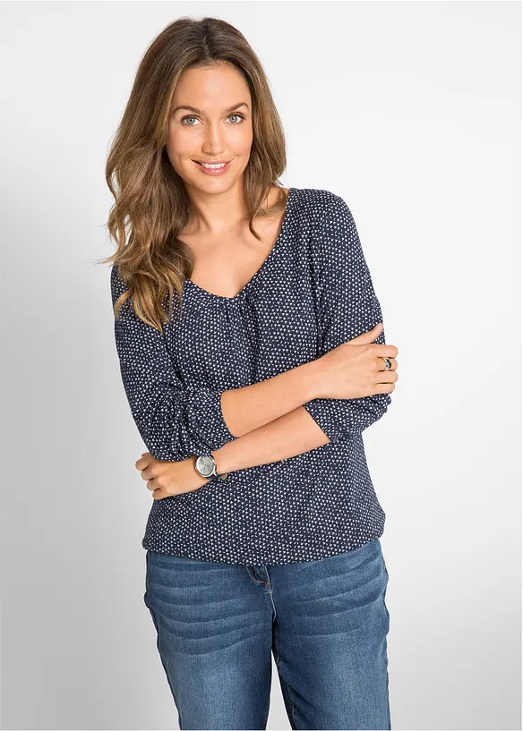 Shirt aus reiner Bio-Baumwolle in blau von vorne (im Anschnitt) - bonprix