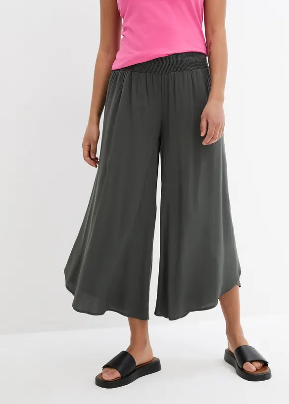 Wadenlange Culotte aus softer Viskose in grau von vorne - bonprix