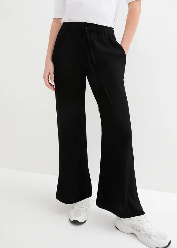 Palazzo-Hose aus reiner Viskose in schwarz von vorne - bonprix