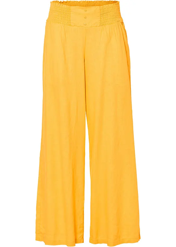 Marlenehose aus luftigem Leinen-Mix in gelb - bonprix