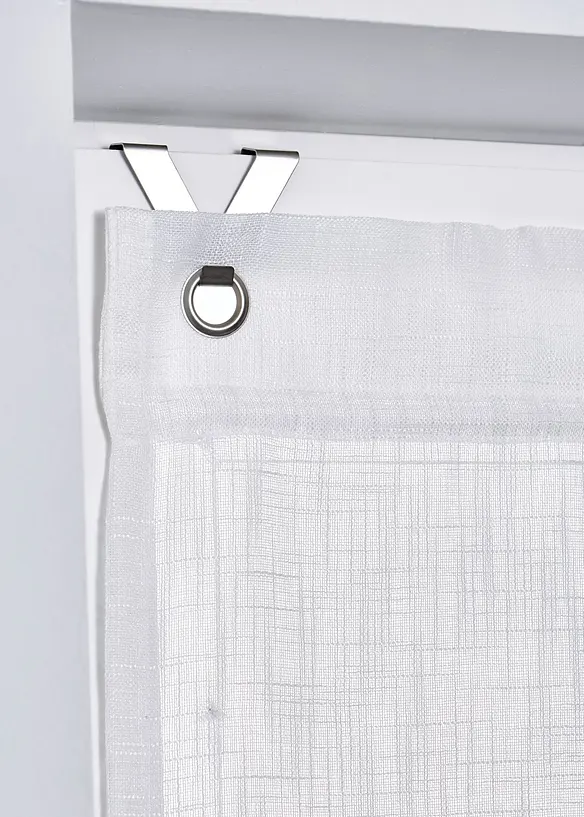 Bändchenrollo in Leinen-Optik in weiß - bonprix