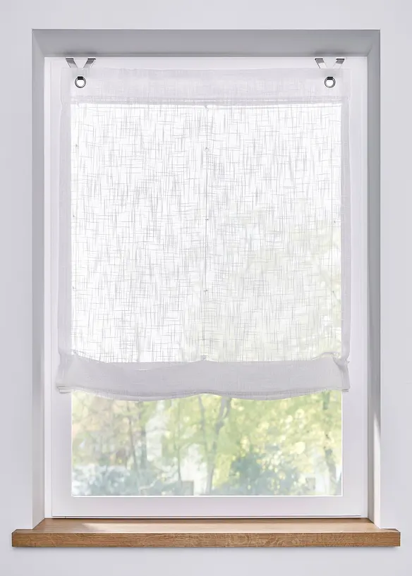 Bändchenrollo in Leinen-Optik in weiß - bonprix