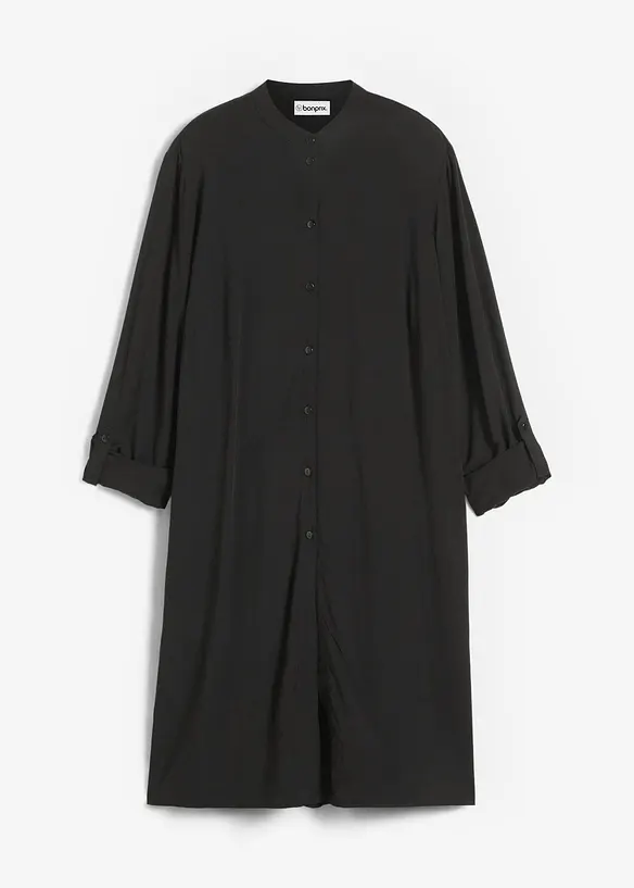 Viskose Longbluse in schwarz von vorne - bonprix