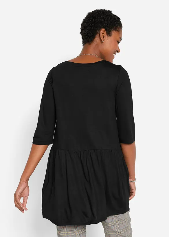 Longshirt aus Viskose mit Volant in schwarz von hinten (im Anschnitt) - bonprix