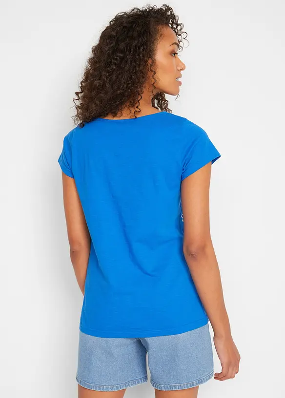 T-Shirt aus reiner Bio-Baumwolle in blau von hinten (im Anschnitt) - bonprix