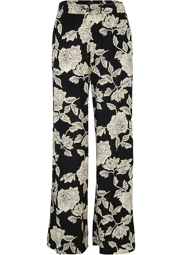 Palazzo-Hose aus fließender Viskose in schwarz von vorne - bonprix Palazzo-Hose aus fließender Viskose in schwarz von vorne - bonprix