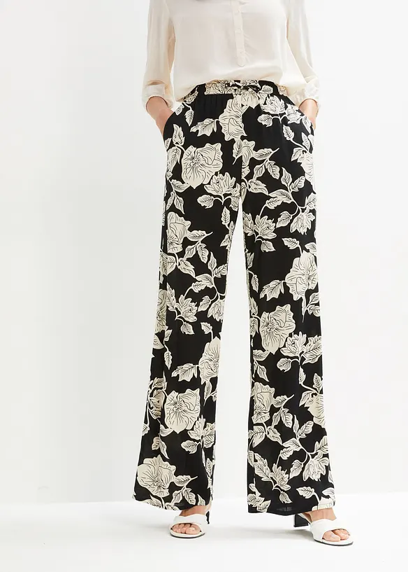 Palazzo-Hose aus fließender Viskose in schwarz von vorne - bonprix Palazzo-Hose aus fließender Viskose in schwarz von vorne - bonprix