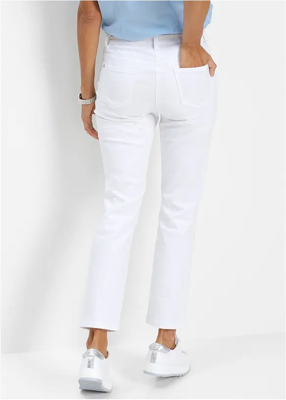 7/8 Stretch-Hose aus Twill in weiß von hinten - bonprix