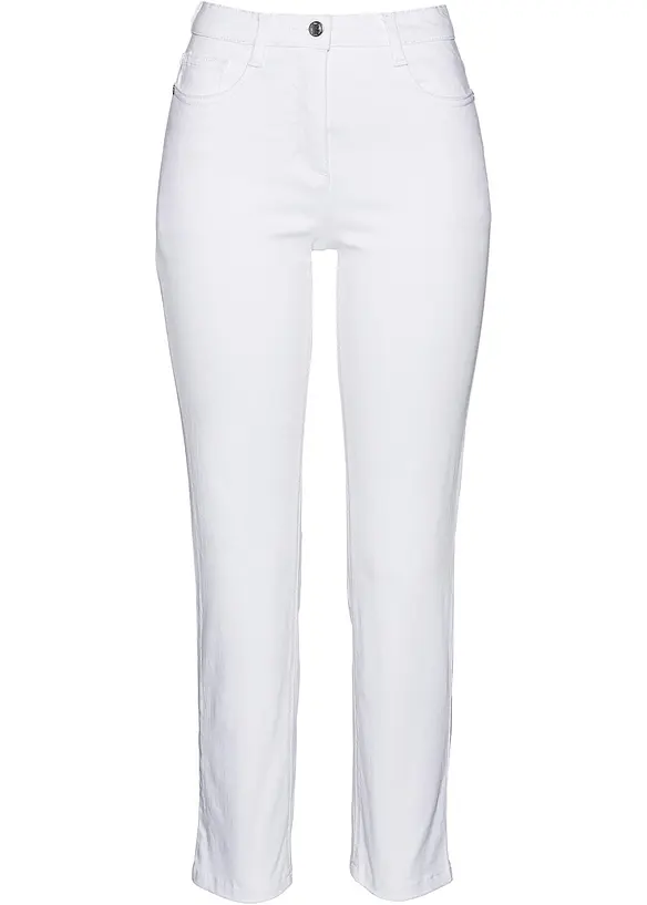 7/8 Stretch-Hose aus Twill in weiß von vorne - bonprix