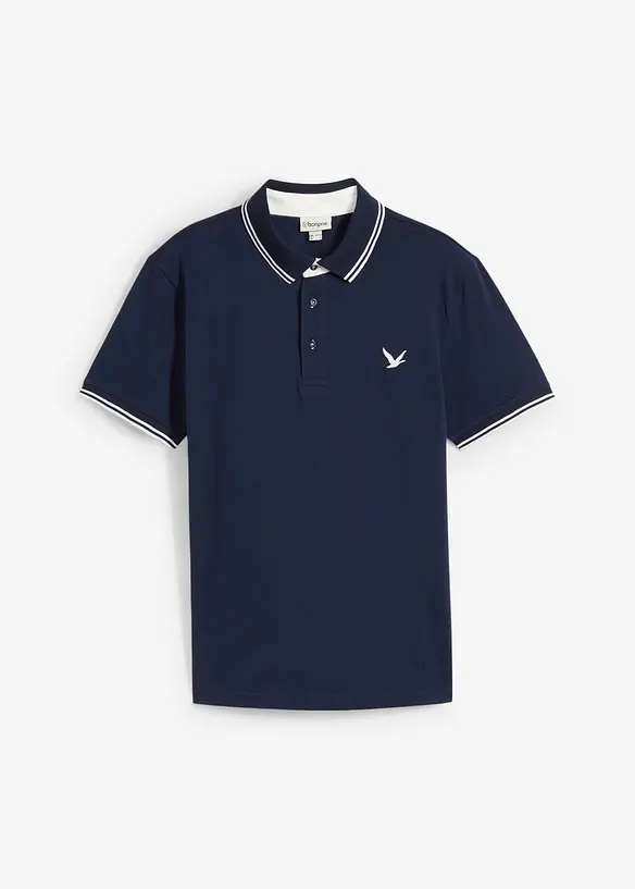 Poloshirt aus robustem Piqué in blau von vorne - bonprix