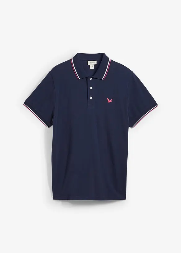 Piqué-Poloshirt aus reiner Bio-Baumwolle in blau von vorne - bonprix
