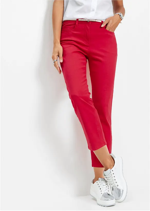 7/8 Stretch-Hose aus Twill in rot von vorne - bonprix