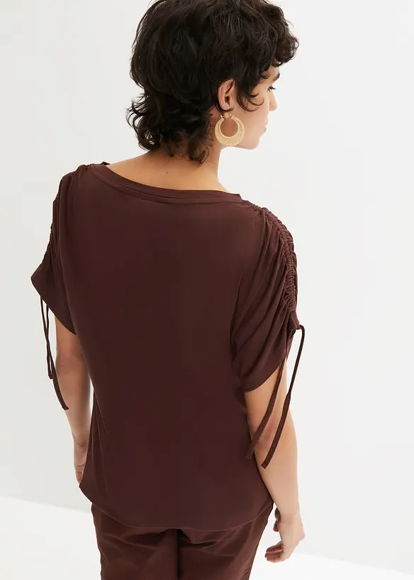 Shirt aus fließender Viskose in braun von hinten (im Anschnitt) - bonprix