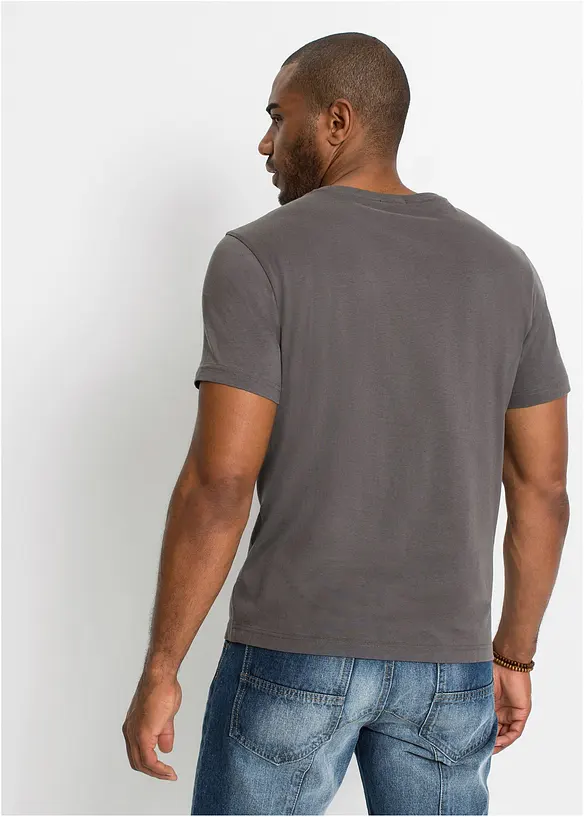 T-Shirt aus reiner Baumwolle in grau von hinten (im Anschnitt) - bonprix