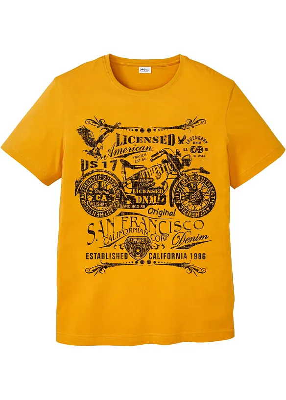 T-Shirt aus reiner Baumwolle in orange von vorne - bonprix